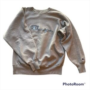 Vintage Streetwear Champion Reverse Weave sweatshirt gray size Xlarge blue logo
